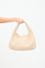 Bottega Veneta Cream Leather Intrecciato Bag