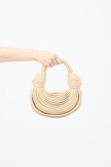 Bottega Veneta Cream Nappa Leather Mini Tublar Double Knot Bag