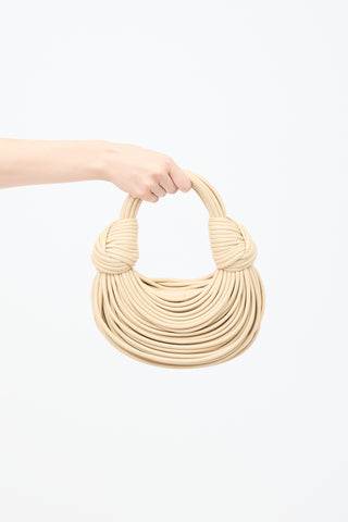 Bottega Veneta Cream Nappa Leather Mini Tublar Double Knot Bag