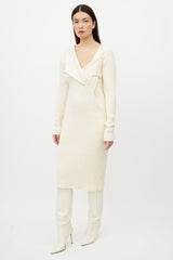 Bottega Veneta Resort 2020 Cream Silk Ribbed Dress
