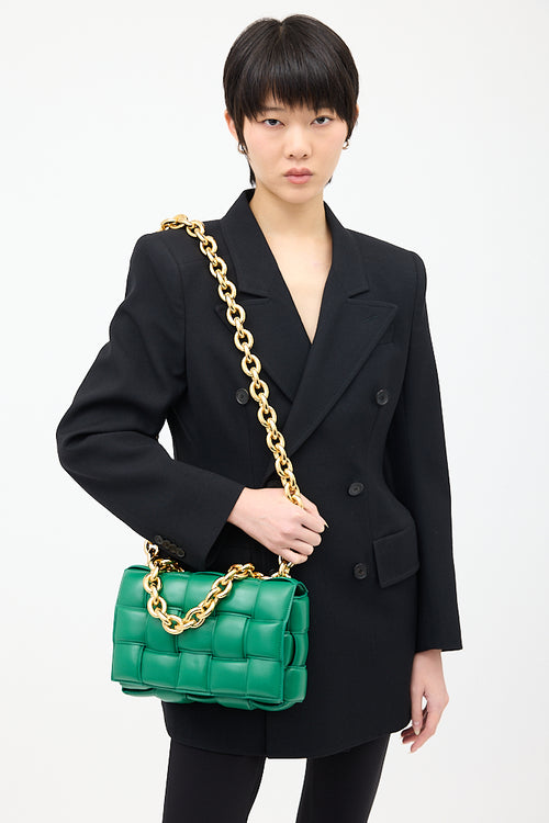 Bottega Veneta Green Padded Leather Chain Cassette Bag