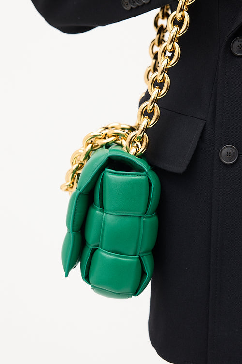 Bottega Veneta Green Padded Leather Chain Cassette Bag