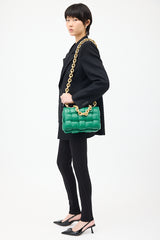 Bottega Veneta Green Padded Leather Chain Cassette Bag
