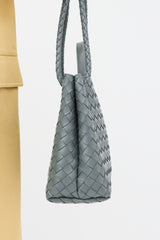 Bottega Veneta Dark Grey Intrecciato Leather Medium Andiamo Bag