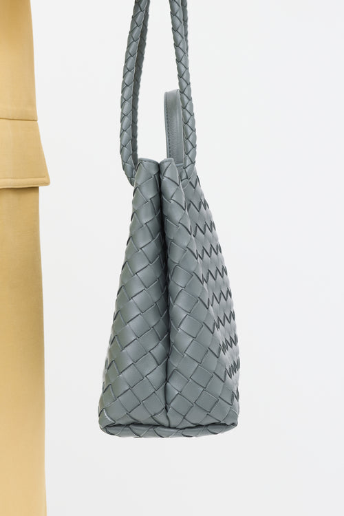 Bottega Veneta Dark Grey Intrecciato Leather Medium Andiamo Bag