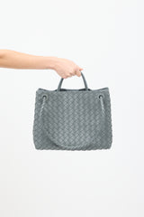 Bottega Veneta Dark Grey Intrecciato Leather Medium Andiamo Bag