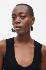 Bottega Veneta Gold & Brown Braided Hoop Earrings