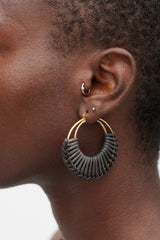 Bottega Veneta Gold & Brown Braided Hoop Earrings