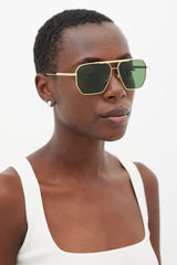 Bottega Veneta Gold & Green BV1012S Aviator Sunglasses