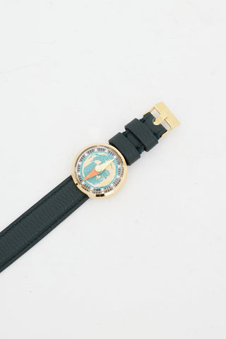 Bottega Veneta Gold & Green Compass Watch