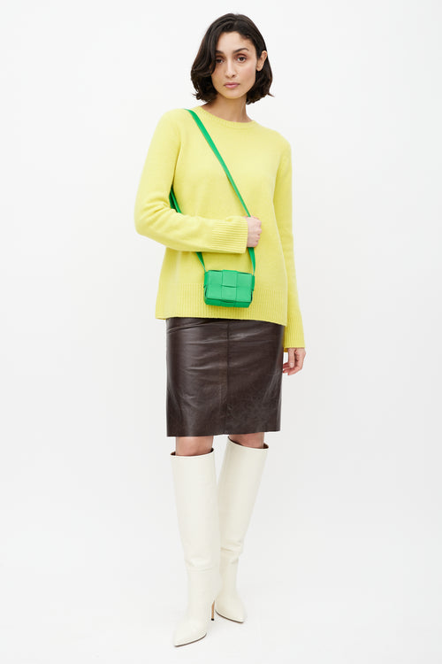 Bottega Veneta Green Candy Cassette Intreccio Leather Bag