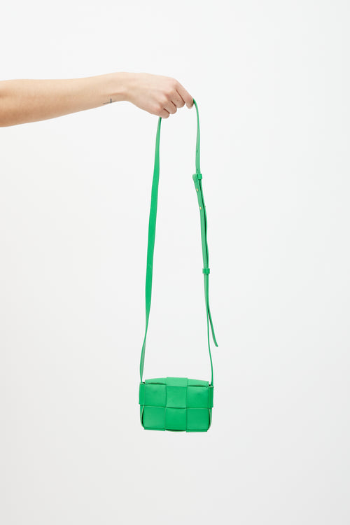 Bottega Veneta Green Candy Cassette Intrecciato Leather Bag