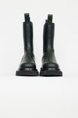 Bottega Veneta Green Leather Lug Sole Tire Boot
