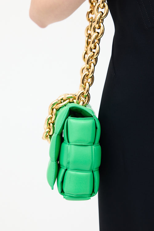 Bottega Veneta Green Padded Leather Chain Cassette Bag