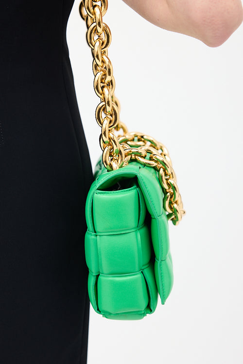 Bottega Veneta Green Padded Leather Chain Cassette Bag