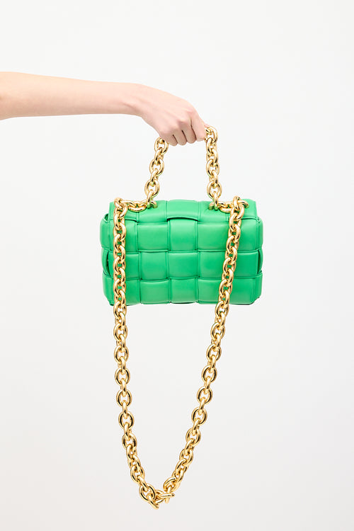 Bottega Veneta Green Padded Leather Chain Cassette Bag