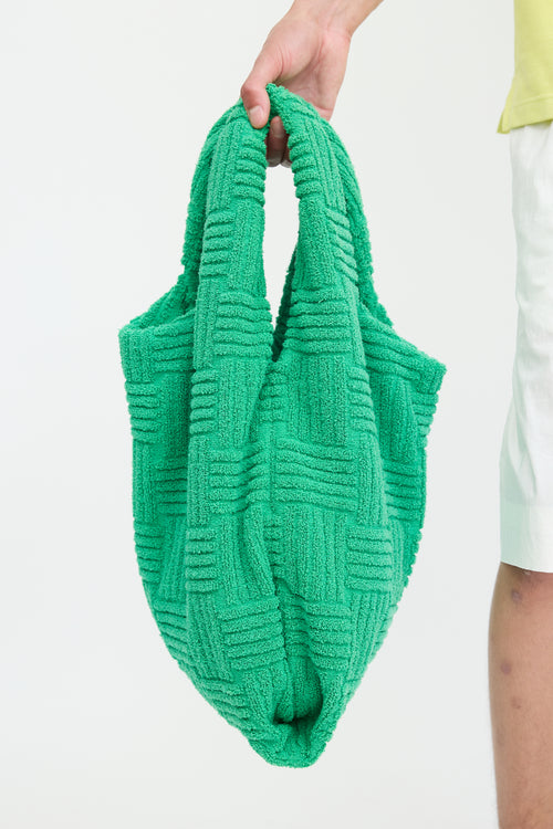 Bottega Veneta Green Terry Woven Tote Bag