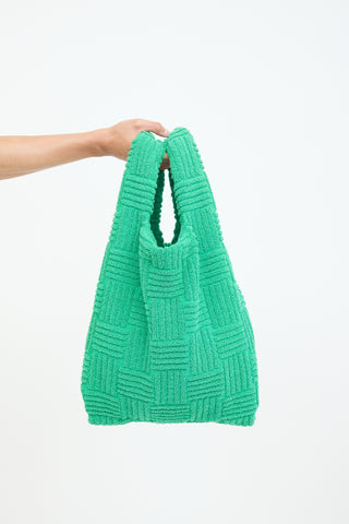 Bottega Veneta Green Terry Woven Tote Bag