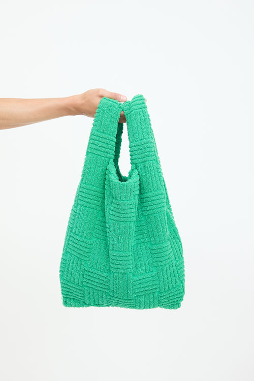 Bottega Veneta Green Terry Woven Tote Bag