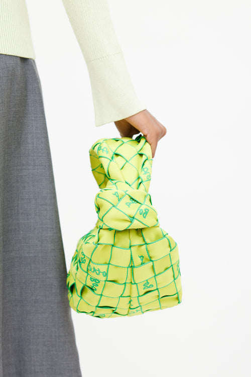 Bottega Veneta Green Woven Embroidered Jodie Bag