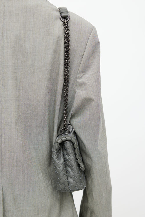 Bottega Veneta Grey Intrecciato Leather Olimpia Crossbody Bag