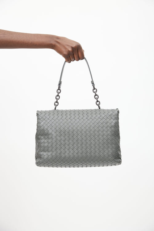 Bottega Veneta Grey Intrecciato Leather Olimpia Shoulder Bag
