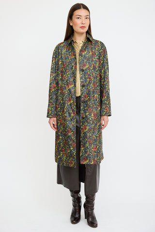 Bottega Veneta Grey & Multicolour Nylon Floral Coat