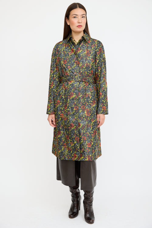 Bottega Veneta Grey & Multicolour Nylon Floral Coat