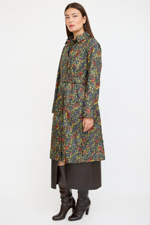 Bottega Veneta Grey & Multicolour Nylon Floral Coat