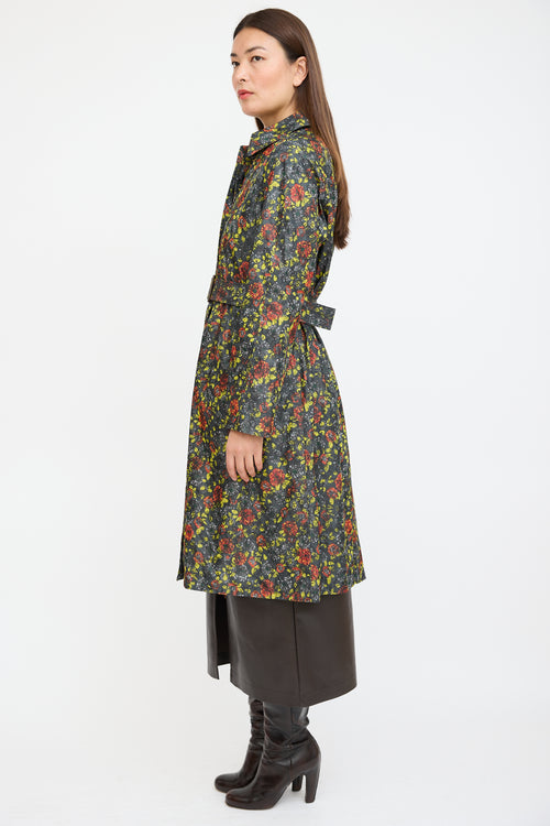 Bottega Veneta Grey & Multicolour Nylon Floral Coat