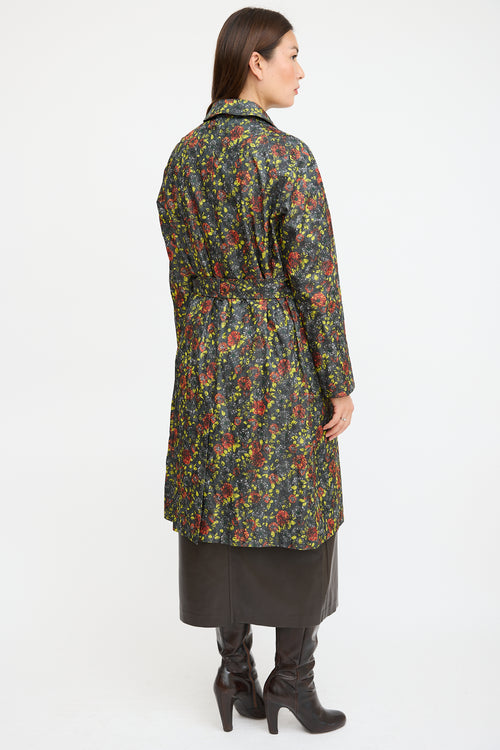 Bottega Veneta Grey & Multicolour Nylon Floral Coat