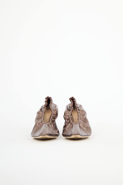 Bottega Veneta Lamé Leather Almond Pump