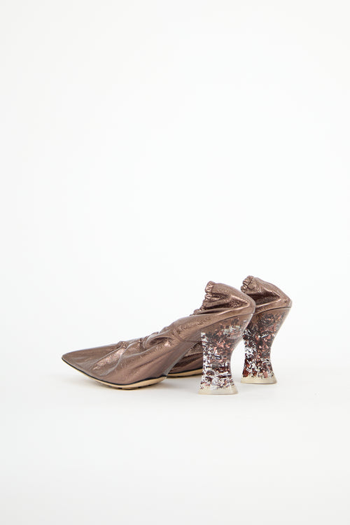Bottega Veneta Lamé Leather Almond Pump