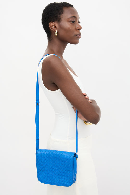 Bottega Veneta Leather Intrecciato Flap Crossbody Bag