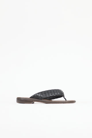 Bottega Veneta Leather Intrecciato Slide