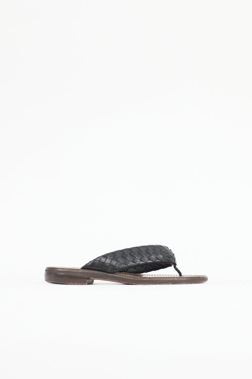Bottega Veneta Leather Intrecciato Slide