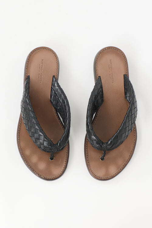 Bottega Veneta Leather Intrecciato Slide