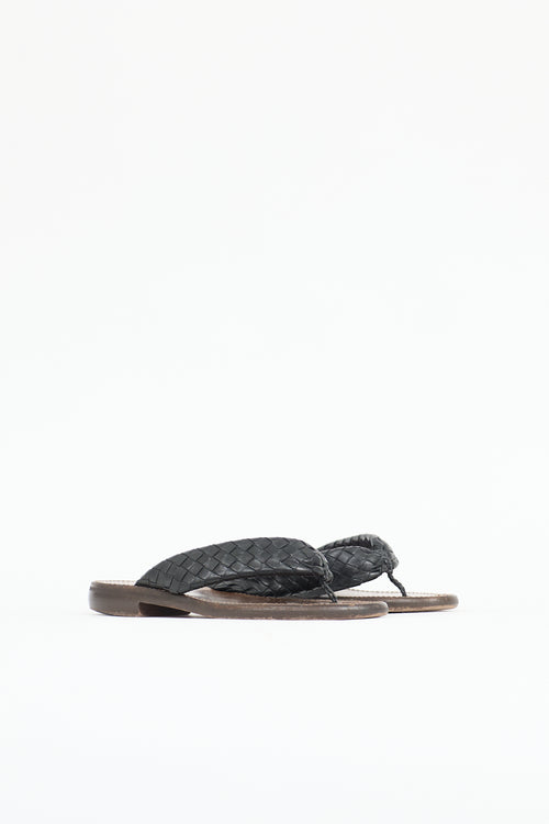 Bottega Veneta Leather Intrecciato Slide