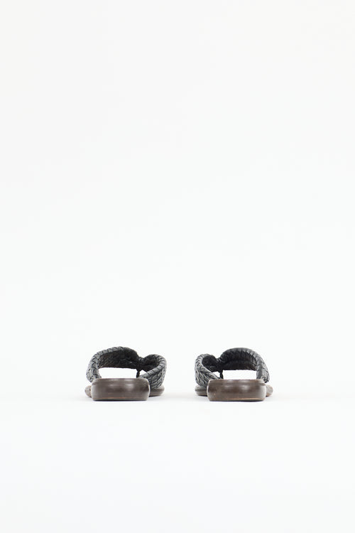Bottega Veneta Leather Intrecciato Slide