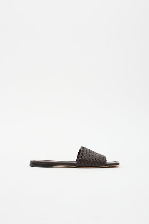 Bottega Veneta Leather Intrecciato Slide