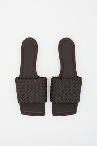 Bottega Veneta Leather Intrecciato Slide