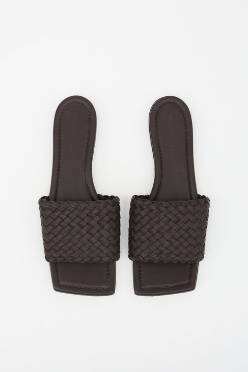 Bottega Veneta Leather Intrecciato Slide
