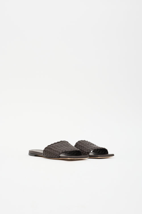 Bottega Veneta Leather Intrecciato Slide