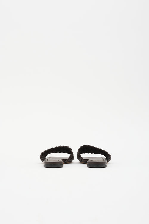 Bottega Veneta Leather Intrecciato Slide