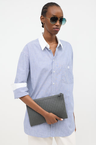 Bottega Veneta Leather Intrecciato Zip Pouch