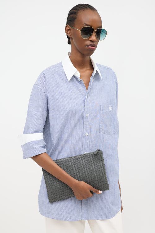 Bottega Veneta Leather Intrecciato Zip Pouch