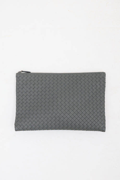 Bottega Veneta Leather Intrecciato Zip Pouch