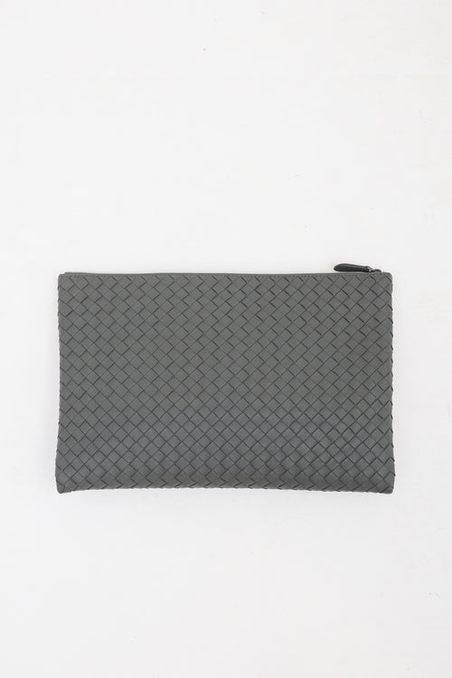 Bottega Veneta Leather Intrecciato Zip Pouch