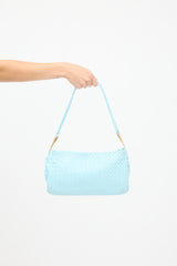 Bottega Veneta Vintage Pastel Blue Intrecciato Leather Bag