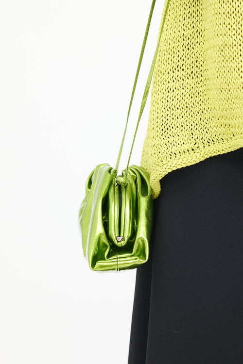 Bottega Veneta Green Metallic Mini Pouch Bag